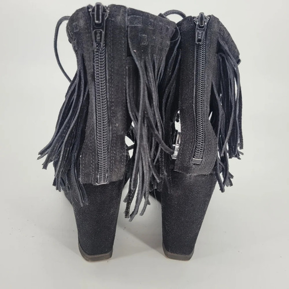 FREE People fringe stud suede wedge heels black shoes 39 US 9 - Picture 8 of 15